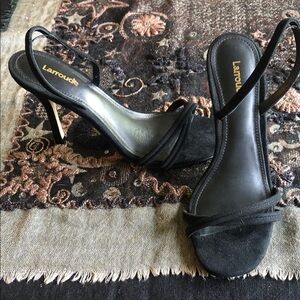 Larroude Black Heeled Strappy Sandals 8.5